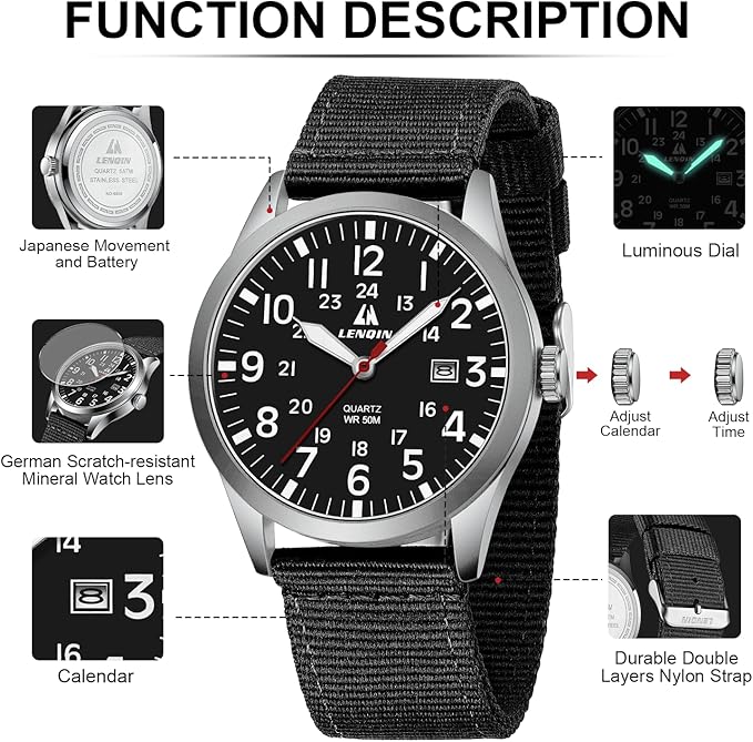 LN LENQIN Men’s Analog Tactical Watch