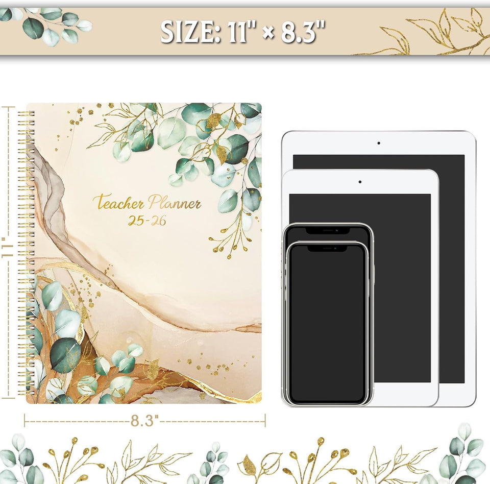 Teacher Planner 2025-2026 - A4 Academic Diary 2025-2026 from Aug. 2025 to Jul. 2026, Week to View Teacher Planner, Monthly tabs, Inspirational Quotes & Graph Paper Pages