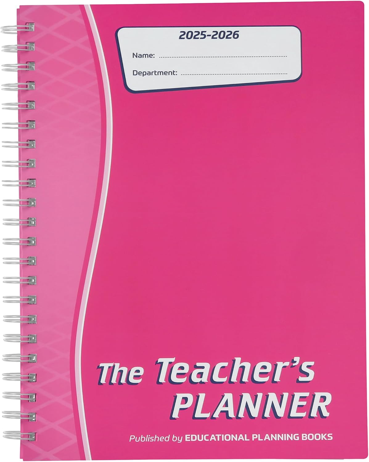 Educational Planning Books - The Teachers Planner Wirobound 2025-26 | A4 Teacher Planner & Academic Diary, Page-a-Day Teacher Notebook in 6 Periods per Day - Pink (TP3-Pink)