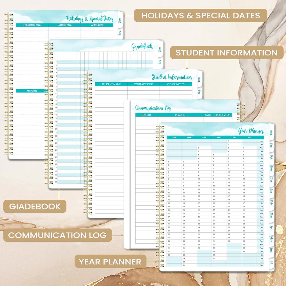 Teacher Planner 2025-2026 - A4 Academic Diary 2025-2026 from Aug. 2025 to Jul. 2026, Week to View Teacher Planner, Monthly tabs, Inspirational Quotes & Graph Paper Pages