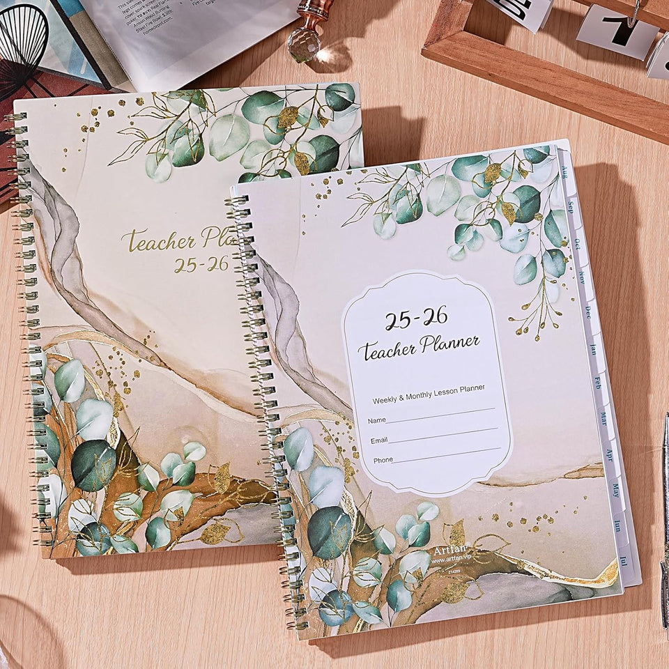 Teacher Planner 2025-2026 - A4 Academic Diary 2025-2026 from Aug. 2025 to Jul. 2026, Week to View Teacher Planner, Monthly tabs, Inspirational Quotes & Graph Paper Pages