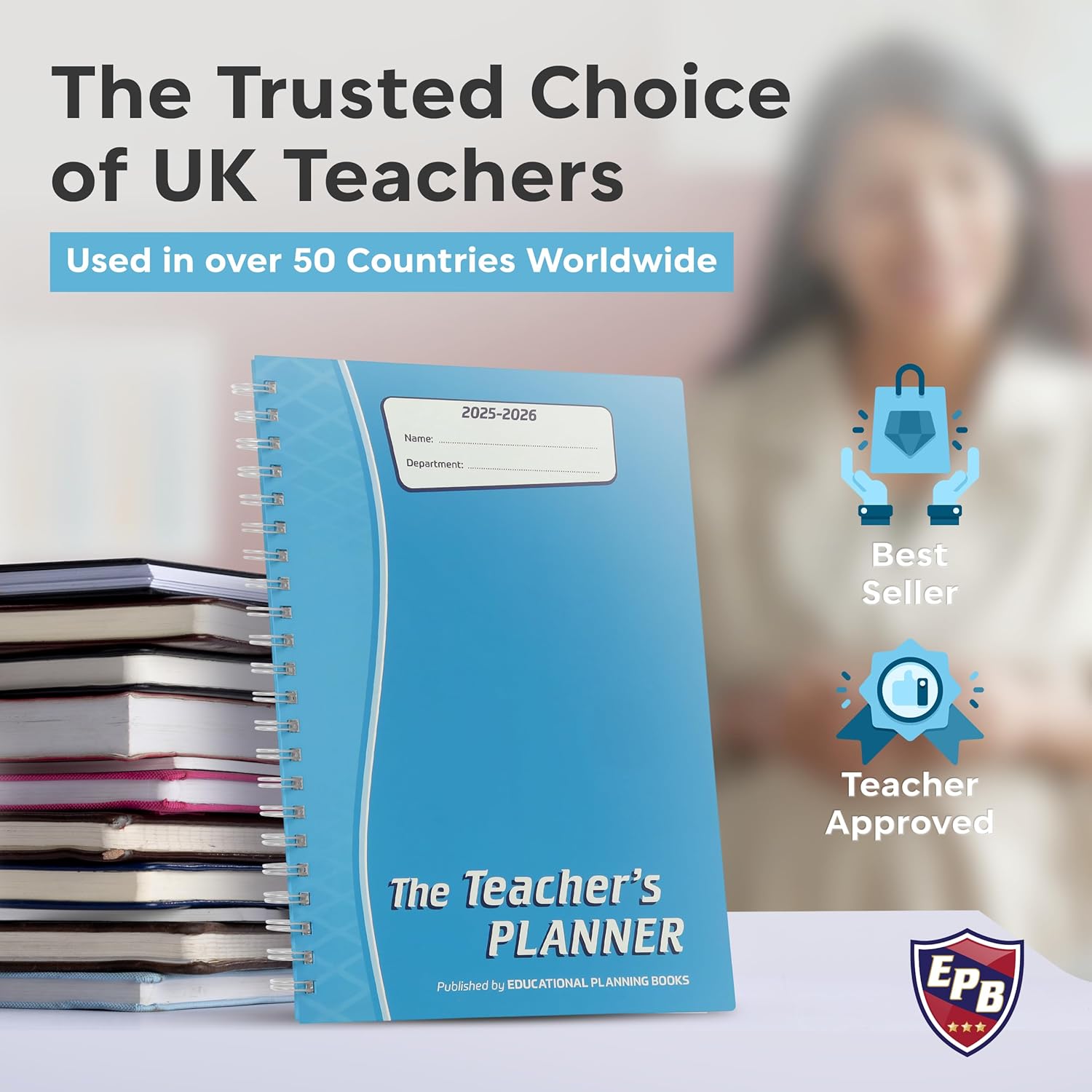 Educational Planning Books - The Teachers Planner Wirobound 2025-26 | A4 Teacher Planner & Academic Diary, Page-a-Day Teacher Notebook in 6 Periods per Day - Pink (TP3-Pink)