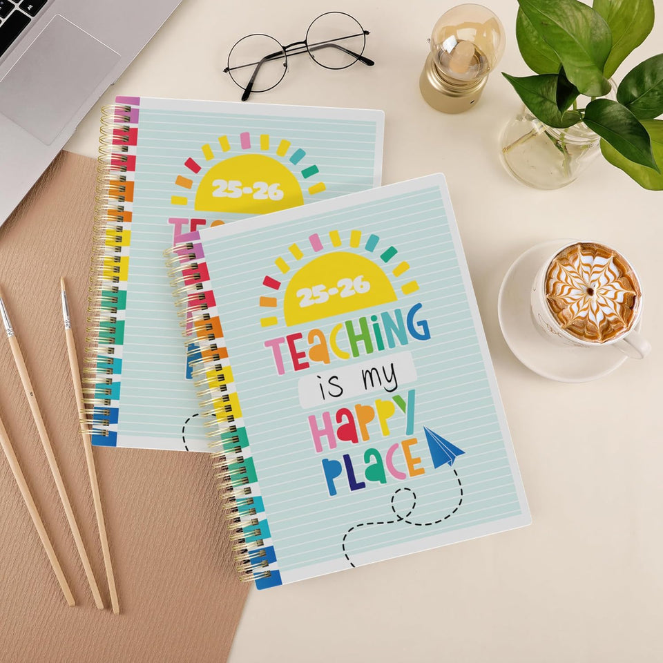 Teacher Planner 2025-2026 A4 Academic Diary, Jul. 2025 - Jun. 2026,8.5" x 11",Mid Year Teacher Diary, Plan Book with Pocket Folder, Color Tabs