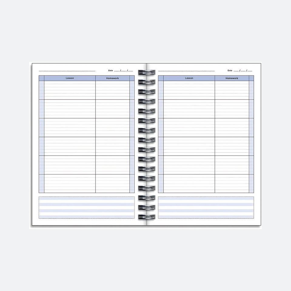 Teacher Planner 2025-2026 A5 size by Pirongs | 6 Lesson Planner for Teachers | Page a day | Undated, Hardback, Wiro-bound Teachers Planner - Polka Party