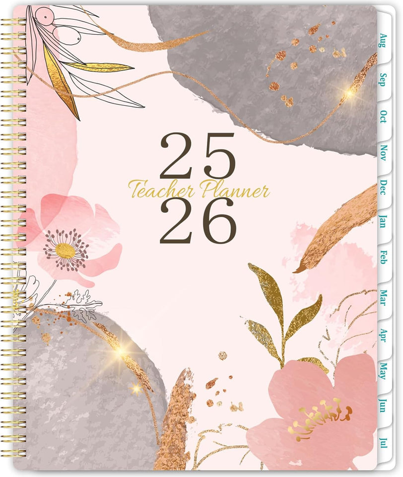 Teacher Planner 2025-2026 - Week to View Teacher Planner from Aug. 2025 to Jul. 2026, Academic Diary 2025-2026, Lesson Plan Book for Teacher, Pink