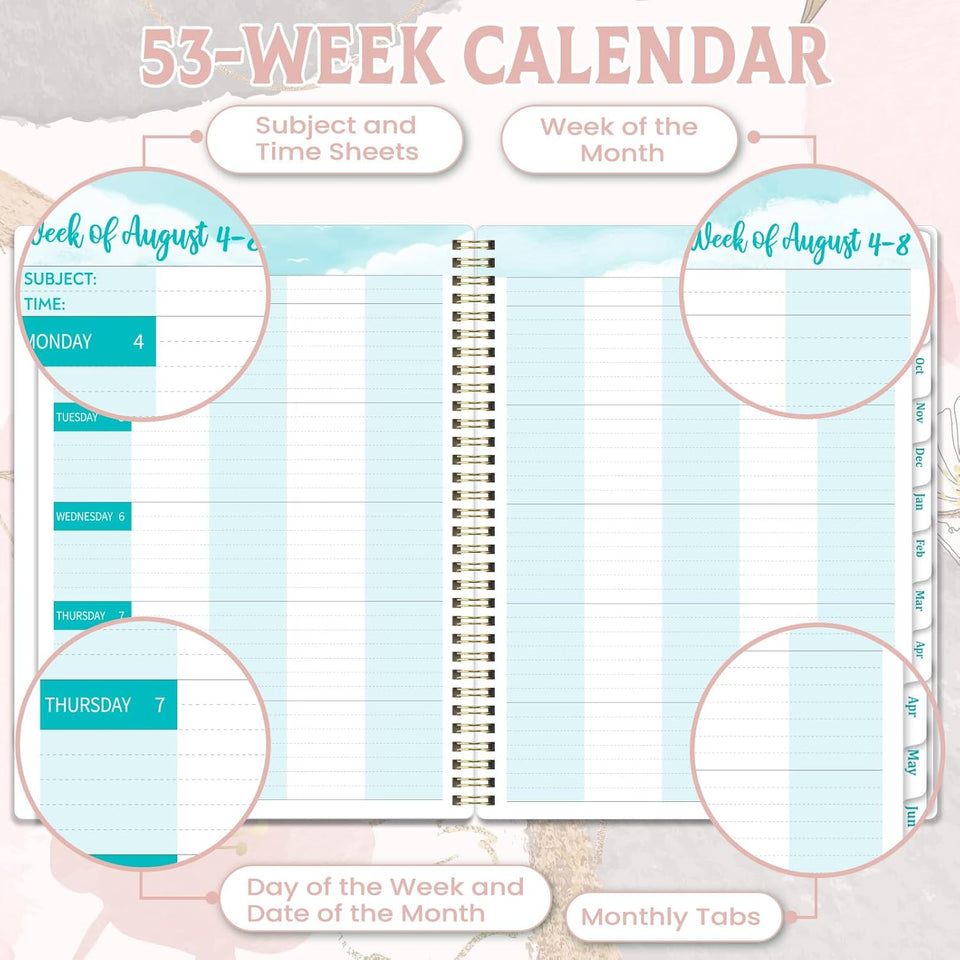 Teacher Planner 2025-2026 - Week to View Teacher Planner from Aug. 2025 to Jul. 2026, Academic Diary 2025-2026, Lesson Plan Book for Teacher, Pink