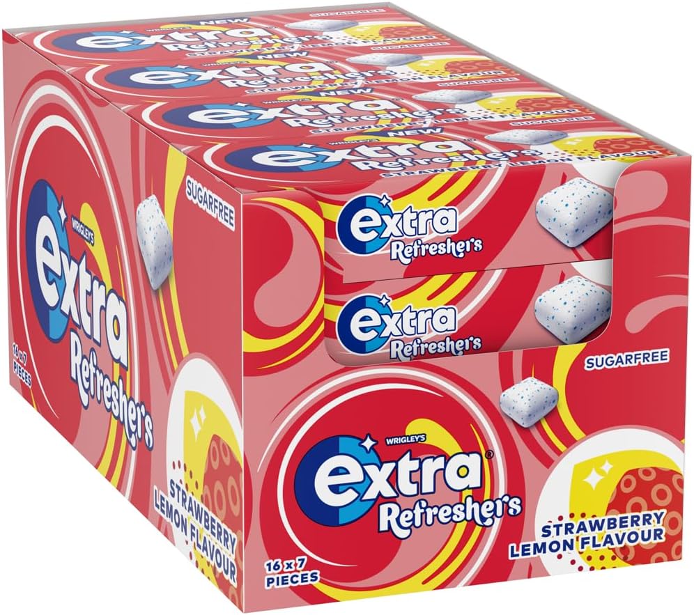 Extra Refreshers Strawberry Lemon Flavoured Gum 7 Pack 15.6G