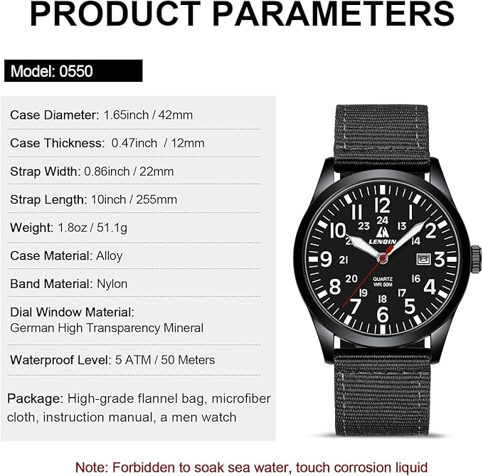 LN LENQIN Tactical Waterproof Men’s Watch