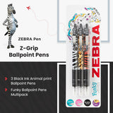 Zebra Z-Grip Animal Design Ballpoint Pens – 3 Pack