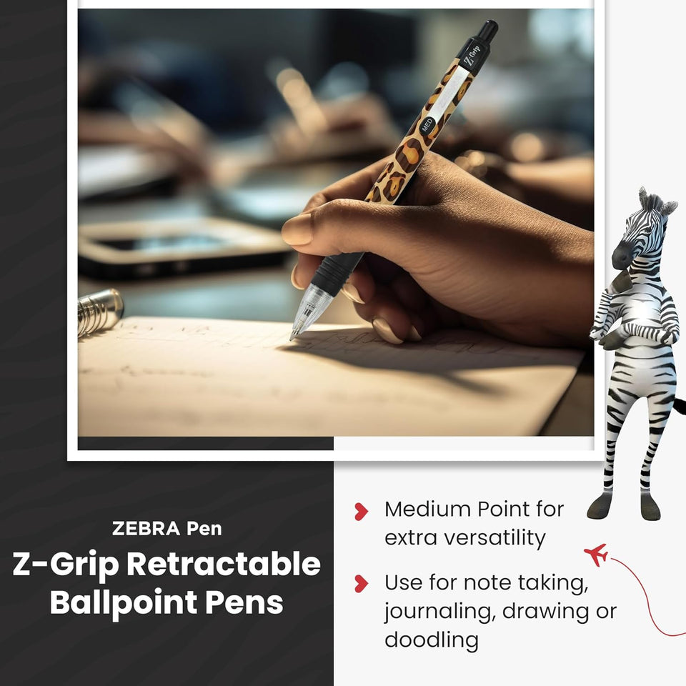 Zebra Z-Grip Animal Design Ballpoint Pens – 3 Pack