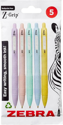Zebra Z-Grip Smooth Pens – 5pk – Black Ink, 1.0mm