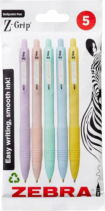 Zebra Z-Grip Smooth Pens – 5pk – Black Ink, 1.0mm