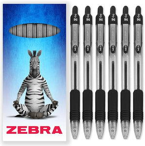 Zebra Pen Z-Grip Retractable Ballpoint Pens - 1.0mm Nib - Pack of 6