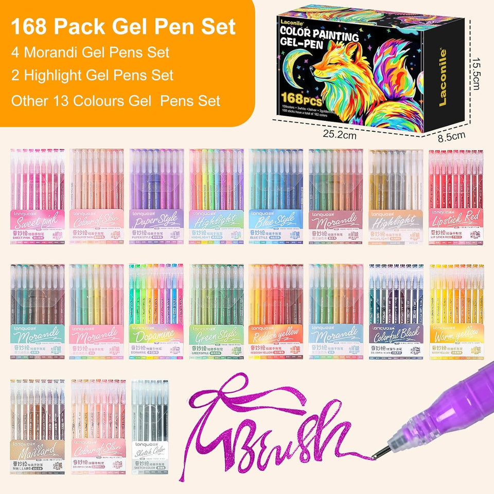 Laconile Gel Pens – 0.65mm – 19-Pack for Colouring & DIY