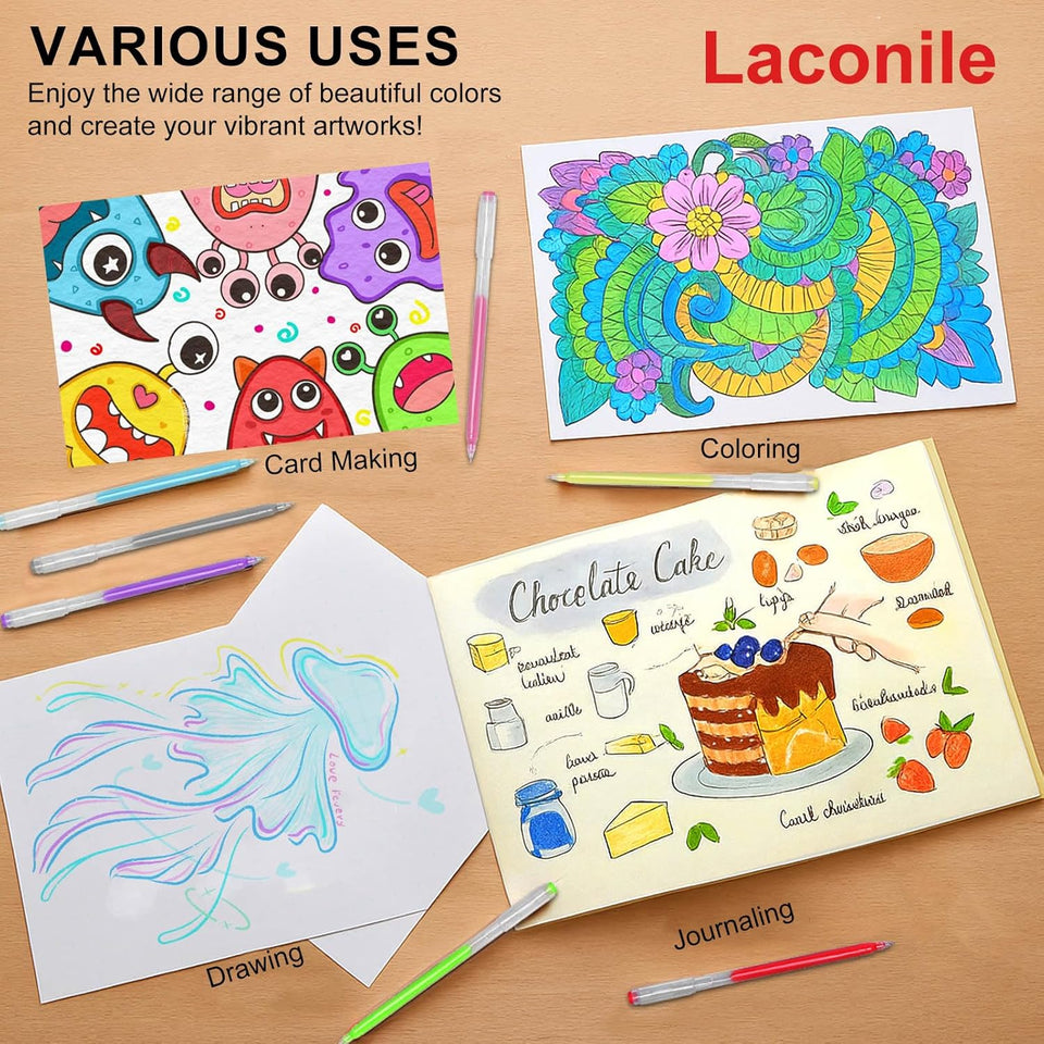 Laconile Gel Pens – 0.65mm – 19-Pack for Colouring & DIY