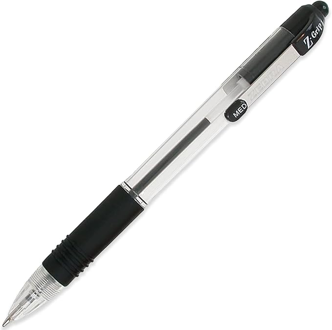 Zebra Pen Z-Grip Retractable Ballpoint Pens - 1.0mm Nib - Pack of 6